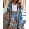 image:imageWomens Kimono Swimsuit Coverups Summer Beach Casual Loose Cardigans for Swimwear 2026Blue Stripe Ethnic Print
