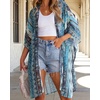 image:imageWomens Kimono Swimsuit Coverups Summer Beach Casual Loose Cardigans for Swimwear 2026Blue Stripe Ethnic Print