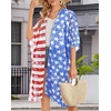 image:imageWomens Kimono Swimsuit Coverups Summer Beach Casual Loose Cardigans for Swimwear 2026Blue Us Flag