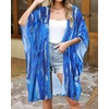 image:imageWomens Kimono Swimsuit Coverups Summer Beach Casual Loose Cardigans for Swimwear 2026Blue White Smudge