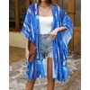 image:imageWomens Kimono Swimsuit Coverups Summer Beach Casual Loose Cardigans for Swimwear 2026Blue White Smudge