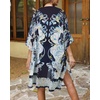 image:imageWomens Kimono Swimsuit Coverups Summer Beach Casual Loose Cardigans for Swimwear 2026Blue White Yellow Print