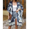 image:imageWomens Kimono Swimsuit Coverups Summer Beach Casual Loose Cardigans for Swimwear 2026Blue White Yellow Print
