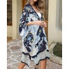 image:imageWomens Kimono Swimsuit Coverups Summer Beach Casual Loose Cardigans for Swimwear 2026Blue White Yellow Print