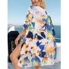 image:imageWomens Kimono Swimsuit Coverups Summer Beach Casual Loose Cardigans for Swimwear 2026Blue Yellow Flower
