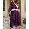image:imageWomens Kimono Swimsuit Coverups Summer Beach Casual Loose Cardigans for Swimwear 2026Deap Purple Leaf