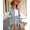 image:imageWomens Kimono Swimsuit Coverups Summer Beach Casual Loose Cardigans for Swimwear 2026Flower With Leaves