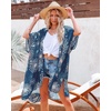 image:imageWomens Kimono Swimsuit Coverups Summer Beach Casual Loose Cardigans for Swimwear 2026Navy Fire Print