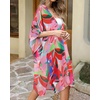image:imageWomens Kimono Swimsuit Coverups Summer Beach Casual Loose Cardigans for Swimwear 2026Pink Colorful Leaves