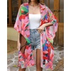 image:imageWomens Kimono Swimsuit Coverups Summer Beach Casual Loose Cardigans for Swimwear 2026Pink Colorful Leaves