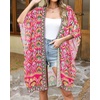 image:imageWomens Kimono Swimsuit Coverups Summer Beach Casual Loose Cardigans for Swimwear 2026Pink Yellow Print
