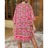 image:imageWomens Kimono Swimsuit Coverups Summer Beach Casual Loose Cardigans for Swimwear 2026Pink Yellow Print