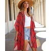 image:imageWomens Kimono Swimsuit Coverups Summer Beach Casual Loose Cardigans for Swimwear 2026Red Black Line
