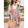 image:imageWomens Kimono Swimsuit Coverups Summer Beach Casual Loose Cardigans for Swimwear 2026Red Green Patchwork