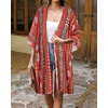 image:imageWomens Kimono Swimsuit Coverups Summer Beach Casual Loose Cardigans for Swimwear 2026Red Stripe Ethnic Print