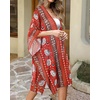 image:imageWomens Kimono Swimsuit Coverups Summer Beach Casual Loose Cardigans for Swimwear 2026Red Stripe Ethnic Print