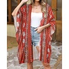 image:imageWomens Kimono Swimsuit Coverups Summer Beach Casual Loose Cardigans for Swimwear 2026Red Stripe Ethnic Print