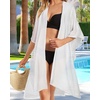 image:imageWomens Kimono Swimsuit Coverups Summer Beach Casual Loose Cardigans for Swimwear 2026Soild White