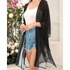 image:imageWomens Kimono Swimsuit Coverups Summer Beach Casual Loose Cardigans for Swimwear 2026Solid Black