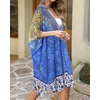 image:imageWomens Kimono Swimsuit Coverups Summer Beach Casual Loose Cardigans for Swimwear 2026White Blue Flower