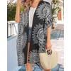 image:imageWomens Kimono Swimsuit Coverups Summer Beach Casual Loose Cardigans for Swimwear 2026White Circular Print Boho