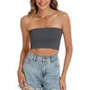 image:imageWomens Tube Tops Summer Bandeau Casual Crop Top Going Out Strapless Tank Basic Short Shirt2 Pieces Solid White dark Gray