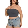 image:imageWomens Tube Tops Summer Bandeau Casual Crop Top Going Out Strapless Tank Basic Short Shirt2 Pieces Solid White dark Gray