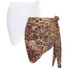 image:imageCHICGAL 2 Pieces Women Beach Sarong Bathing Suit Wrap Skirt Sheer Bikini Swimsuit Cover Ups for SwimwearWhite  Brown Leopard