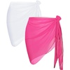 image:imageCHICGAL 2 Pieces Women Beach Sarong Bathing Suit Wrap Skirt Sheer Bikini Swimsuit Cover Ups for SwimwearWhite  Light Pink