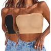 image:imageWomens Tube Tops Summer Bandeau Casual Crop Top Going Out Strapless Tank Basic Short Shirt2 Pieces Solid Black beige