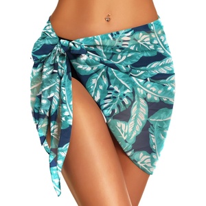 image:imageSwimsuit Coverups for Women Sarong Beach Bikini Wrap Sheer Short Skirt Chiffon Scarf for Swimwear 2026Blue Green