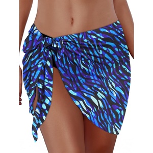 image:imageSwimsuit Coverups for Women Sarong Beach Bikini Wrap Sheer Short Skirt Chiffon Scarf for Swimwear 2026Blue Purple Stripe