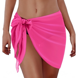 image:imageSwimsuit Coverups for Women Sarong Beach Bikini Wrap Sheer Short Skirt Chiffon Scarf for Swimwear 2026Light Pink
