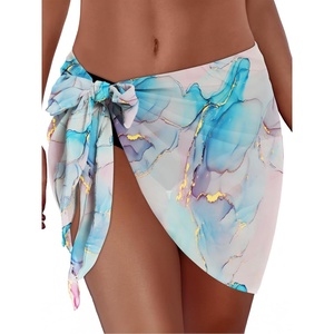 image:imageSwimsuit Coverups for Women Sarong Beach Bikini Wrap Sheer Short Skirt Chiffon Scarf for Swimwear 2026Purple Pink Gilt