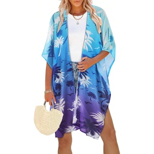 image:imageWomens Kimono Swimsuit Coverups Summer Beach Casual Loose Cardigans for Swimwear 2026Blue Purple Coconut Tree