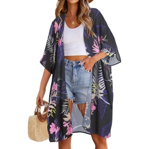 image:imageWomens Kimono Swimsuit Coverups Summer Beach Casual Loose Cardigans for Swimwear 2026Boho Pink Purple Floral