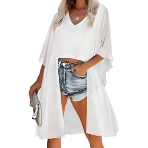 image:imageWomens Kimono Swimsuit Coverups Summer Beach Casual Loose Cardigans for Swimwear 2026Soild White