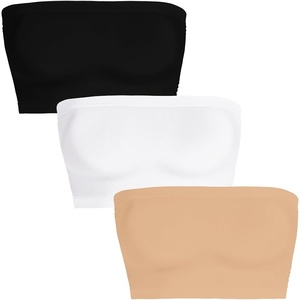 image:imageWomens Tube Tops Summer Bandeau Casual Crop Top Going Out Strapless Tank Basic Short Shirt3 Pieces Black white beige