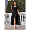 image:imageWEACZZY Women V Neck Ruffle Sleeve Maxi Dresses Split Elegant Slim Wrap Waist Wedding Guest Dress Elegant Casual Dresses 202601 Black