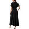 image:imageWEACZZY Women V Neck Ruffle Sleeve Maxi Dresses Split Elegant Slim Wrap Waist Wedding Guest Dress Elegant Casual Dresses 202601 Black