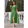 image:imageWEACZZY Women V Neck Ruffle Sleeve Maxi Dresses Split Elegant Slim Wrap Waist Wedding Guest Dress Elegant Casual Dresses 2026A Army Green