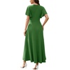 image:imageWEACZZY Women V Neck Ruffle Sleeve Maxi Dresses Split Elegant Slim Wrap Waist Wedding Guest Dress Elegant Casual Dresses 2026A Army Green