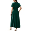 image:imageWEACZZY Women V Neck Ruffle Sleeve Maxi Dresses Split Elegant Slim Wrap Waist Wedding Guest Dress Elegant Casual Dresses 2026A Dark Green