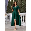 image:imageWEACZZY Women V Neck Ruffle Sleeve Maxi Dresses Split Elegant Slim Wrap Waist Wedding Guest Dress Elegant Casual Dresses 2026A Dark Green