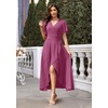 image:imageWEACZZY Women V Neck Ruffle Sleeve Maxi Dresses Split Elegant Slim Wrap Waist Wedding Guest Dress Elegant Casual Dresses 2026A Mauve