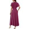 image:imageWEACZZY Women V Neck Ruffle Sleeve Maxi Dresses Split Elegant Slim Wrap Waist Wedding Guest Dress Elegant Casual Dresses 2026A Mauve