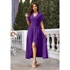 image:imageWEACZZY Women V Neck Ruffle Sleeve Maxi Dresses Split Elegant Slim Wrap Waist Wedding Guest Dress Elegant Casual Dresses 2026A Purple