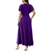 image:imageWEACZZY Women V Neck Ruffle Sleeve Maxi Dresses Split Elegant Slim Wrap Waist Wedding Guest Dress Elegant Casual Dresses 2026A Purple