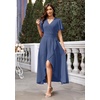 image:imageWEACZZY Women V Neck Ruffle Sleeve Maxi Dresses Split Elegant Slim Wrap Waist Wedding Guest Dress Elegant Casual Dresses 2026A Purple Gray