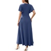 image:imageWEACZZY Women V Neck Ruffle Sleeve Maxi Dresses Split Elegant Slim Wrap Waist Wedding Guest Dress Elegant Casual Dresses 2026A Purple Gray
